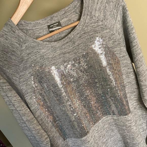 NWOT JOE FRESH Grey Sequinned Sweater✨ - Picture 8 of 8